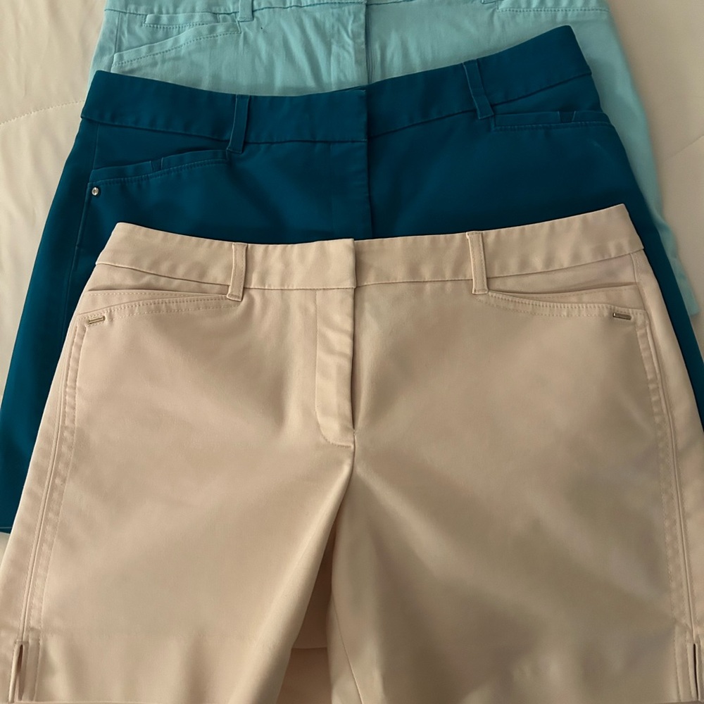 White House Black Market Women’s Shorts - Beige, Teal & Aqua